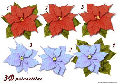 Poinsettias Red & Ice Bleu 3D