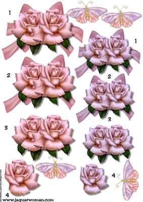 3 D Roses in Pink & Lila