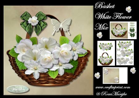 Basket White Flowermix Mini Kit
