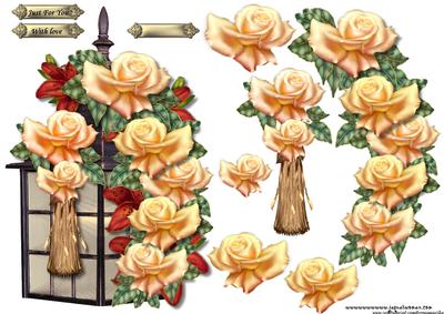 Flower Lantern with Roses & Lilies