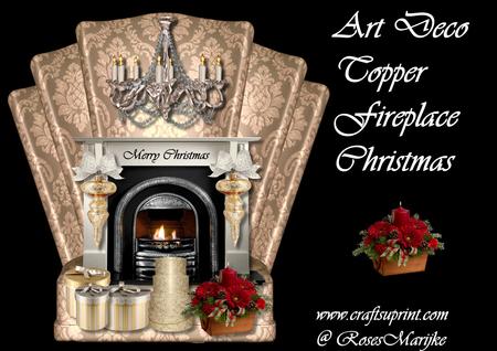 Art Deco Topper Christmas Fireplace