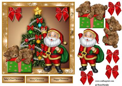 Cute Card Baby's First Christmas Santa's Presents
