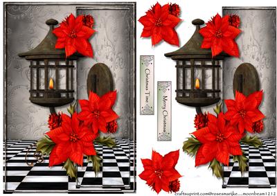 Oriental Lantern 5 Christmas Poinsettias