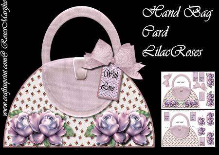 Hand Bag Card Lilac Roses Mini Kit