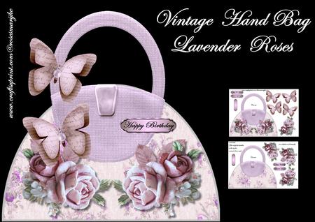 Vintage Hand Bag Lavender Roses Mini Kit