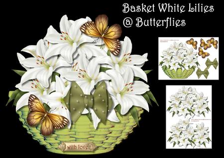Basket White Lilies & Butterflies