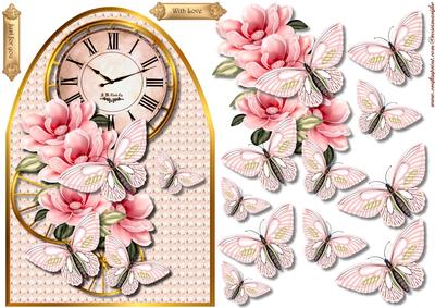 Clock Card Magnolias