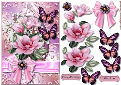 Magnolia Blossoms and Butterflies