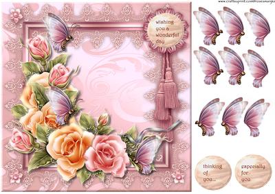 Butterflies & Roses Quick Card