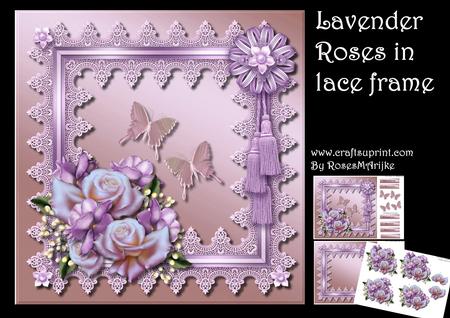Lavender Roses in Lace Frame