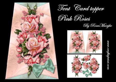 Tent Card Topper Pink Roses