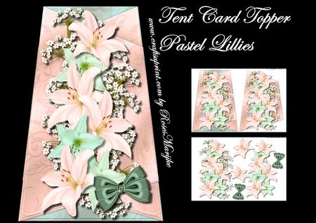 Tent Card Topper Pastel Lillies
