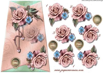 Tent Card Topper Champagne Roses