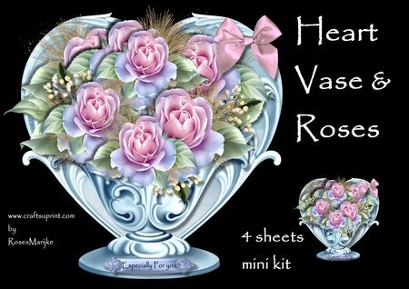 Heart Vase & Roses Mini Kit
