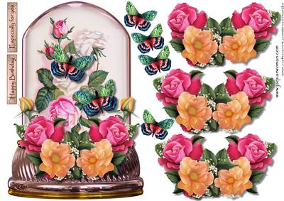 Globe Vintage Roses & Butterflies
