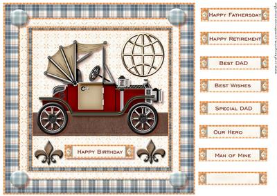 Male Card Topper Antique Car