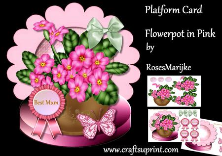Mini Kit Platform Card Flowerpot in Pink