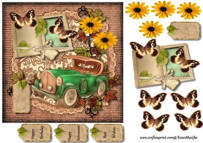 Male Card Vintage Car