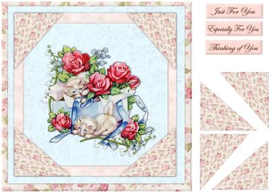 Vintage Kittens & Roses Topper