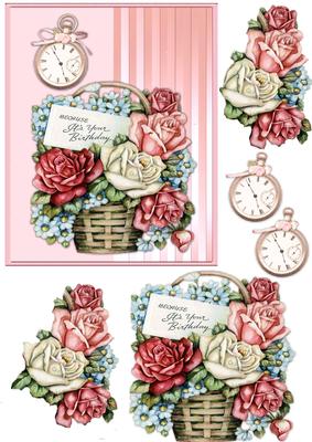 Vintage Roses in Basket