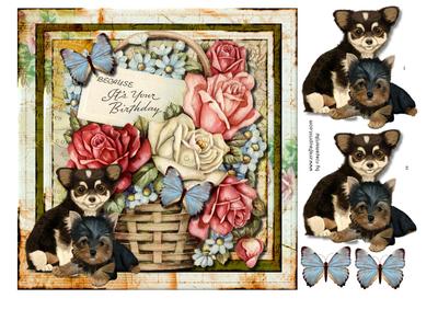 Vintage Flowerbasket and Puppys Topper