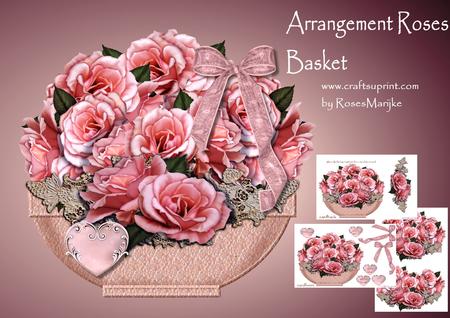 Arrangement Vintage Roses in Basket Mini Kit