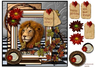Male Card Lion Time to Relax - 