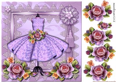 Pretty Dress in Lace Frame& English Roses