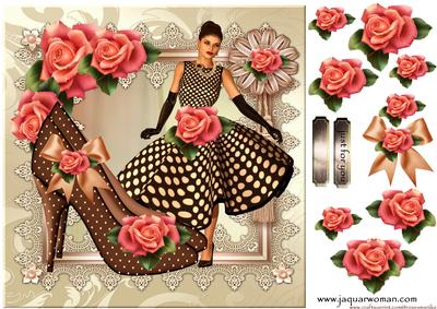 Pretty Shoes in Lace Frame with Roses