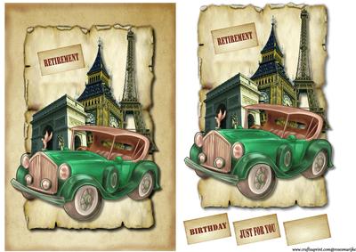 Male Card Vintage Car