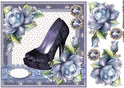 Dark Lace Shoes & Roses Quick Card