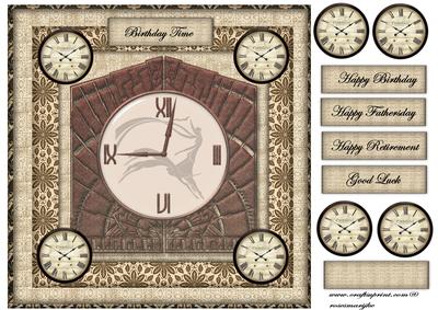 Male Card Birthday Time Art Deco