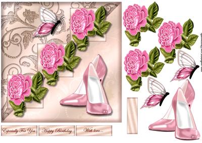 Elegant Shoes & Roses in Pink
