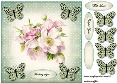 Vintage Wild Roses & Butterflies