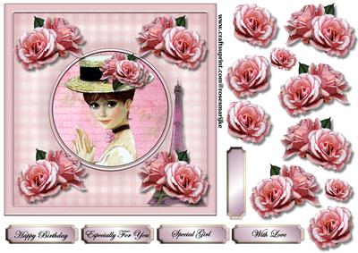Parisian Girl & Vintage Roses