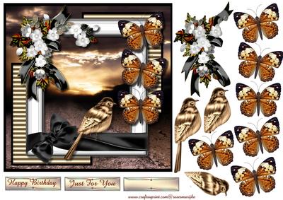 Male Card with Bird & Butterflies