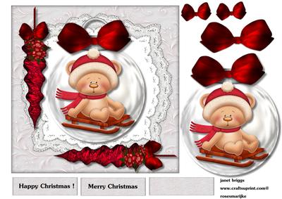 Siver Christmas Bauble Red Bow