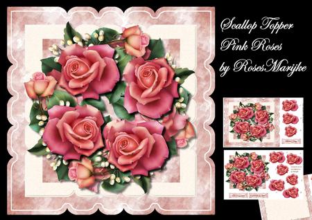 Scallop Topper Pink Roses