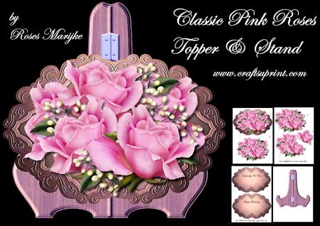 Classic Pink Roses Oval Topper & Stand Mini Kit