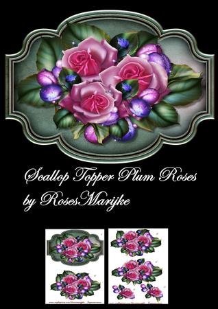 Scallop Topper Plum Roses