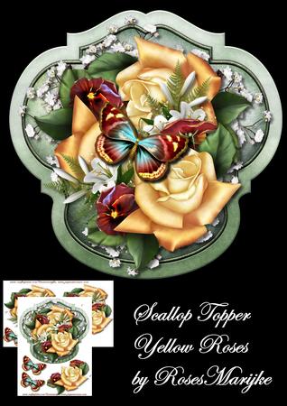 Scallop Topper Yellow Roses