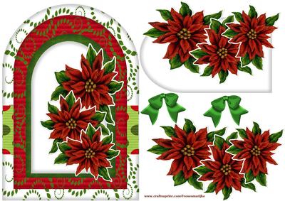 Arch Card Vintage Poinsettias