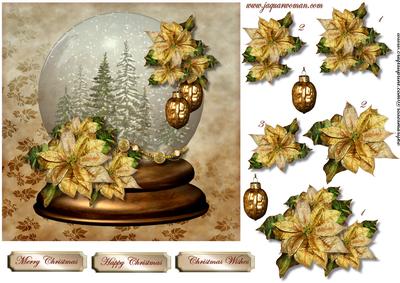Snowglobe & Golden Poinsettias