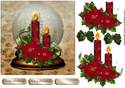 Snowglobe Christmas Candles & Poinsettias