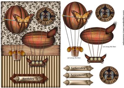 Male Card Steampunk Hot Air Ballons