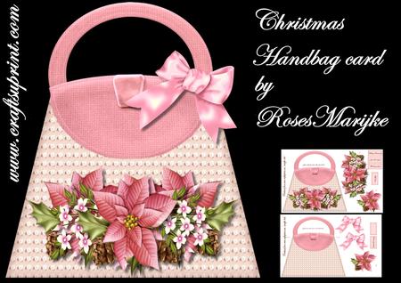 Christmas Handbag Pink Poinsettias Mini Kit
