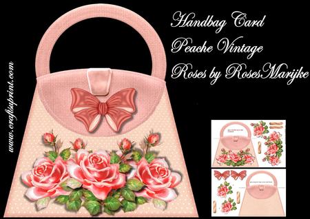 Mini Kit Handbag Card Peache Vintage Roses