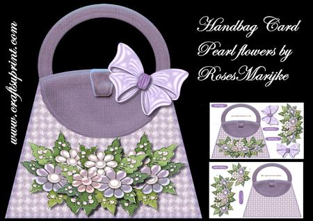 Handbag Card Pearl Flowers Mini Kit