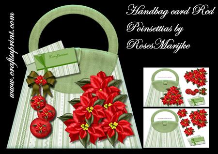 Handbag Card Red Poinsettias