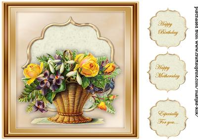 Vintage Flower Basket Topper 4